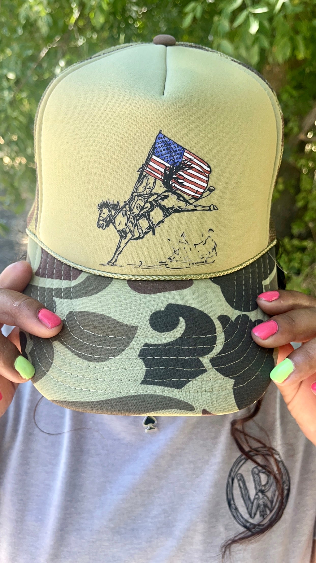 Bucking Freedom Camo Trucker Hat