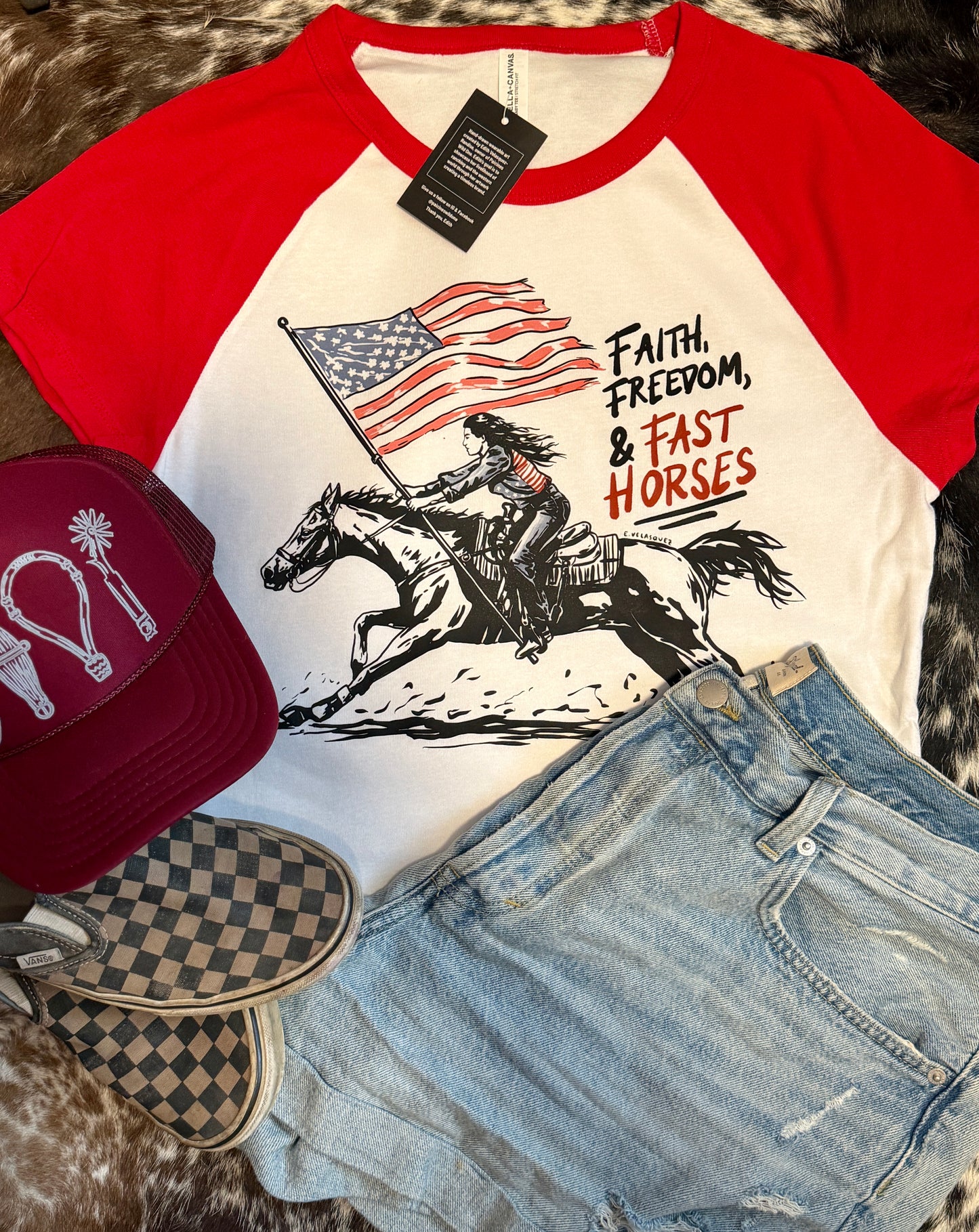 Faith, Freedom, & Fast Horses Baby Doll Tee